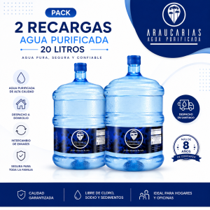 recarga de 2 bidones de agua purificada 20 litros libre de sodio santiago