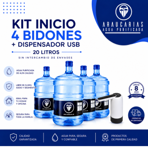 Kit Inicio 4 Bidones de 20L + Dispensador USB