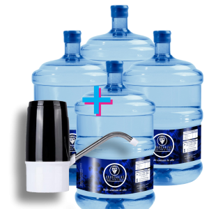 Pack básico: dispensador USB + 4 botellones llenos de 20 L.