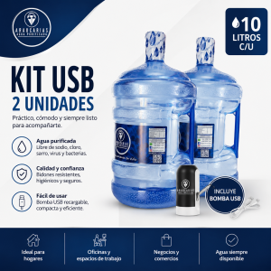 Kit Liviano 2: Dispensador USB + 2 Bidones 10L | Aguas Araucarias